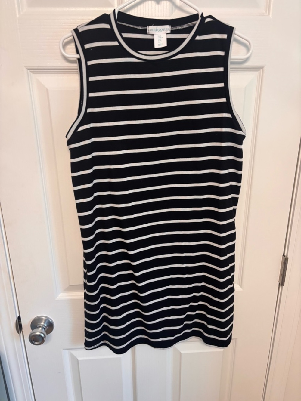 Cynthia Rowley Black & White Striped Sleeveless Mini Dress